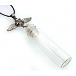 Angel Wing Glass Prayer Bottle Pendant